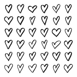 heart hand drawn set sketch collection Vector Image
