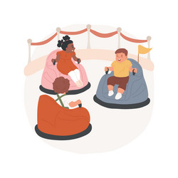 mini bumper car ride isolated cartoon vector