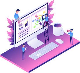 modern web isometric data analysis vector image