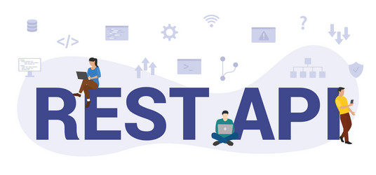 rest api concept with modern big text or word vector image