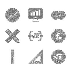 set square root of x glyph triangular ruler vector image