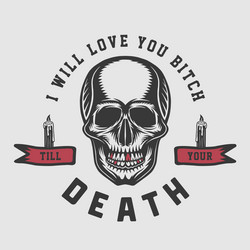 Vintage Skull Valentine Poster Vector Image