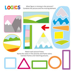 Logic kid combine picture game printable template vector