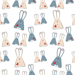 Seamless pattern with rabbit faces on grey Vector Image