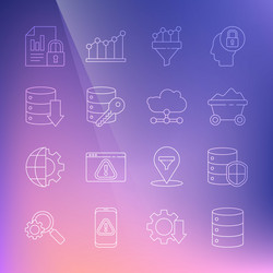 set line server data web hosting with shield vector image