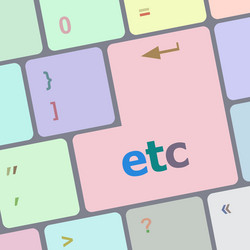 close-up computer keyboard keys with etc word vector image