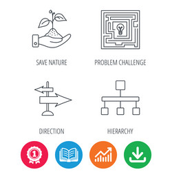 Hierarchy save nature and direction arrow icon vector