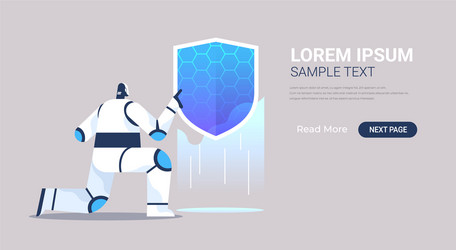 robot holding shield web data security technology vector image