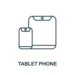 Tablet phone line icon monochrome simple vector