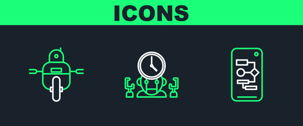 set line algorithm robot and digital time vector image