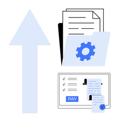 arrow symbolizing progress with documents gears vector image