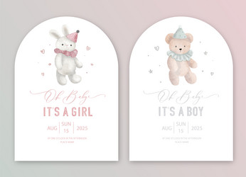 cute baby shower watercolor invitation card Vector Image