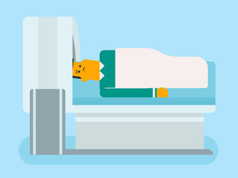 man undergoes a magnetic resonance imaging scan vector image