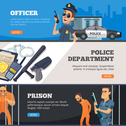 Police banners urban security officer vector