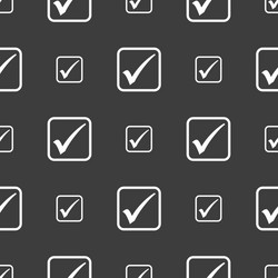 a check mark icon sign seamless pattern on gray vector image