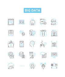 Big data line icons set hadoop analytics vector