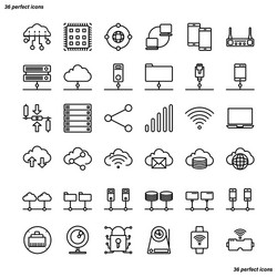 Network & Database Icons - Pixel Set vector image