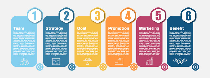 Rectangle colored bars with work flow and steps vector