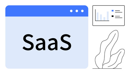 saas concept with dashboard analytics vector image