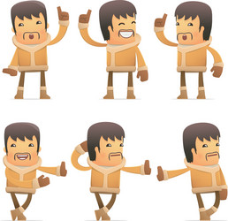 Set of eskimo character in different poses vector