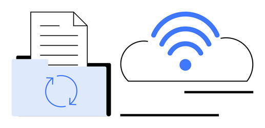 cloud-based file synchronization and wireless data vector image