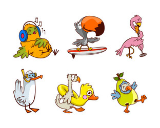 Happy Bird with Headphones & Tube Vector Image