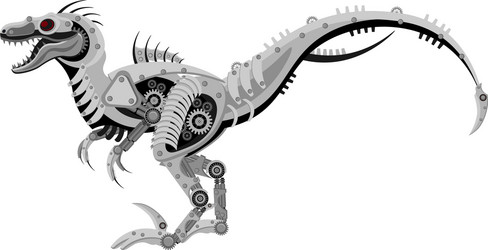 Steampunk raptor dinosaur robot coloring book Vector Image