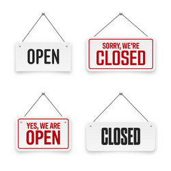 realistic open or closed hanging signboards vector