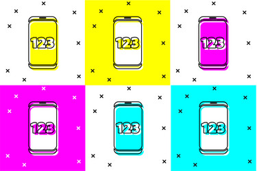 set mobile calculator smartphone interface icon vector image