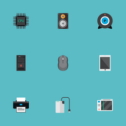 Set of computer icons flat style symbols with game vector