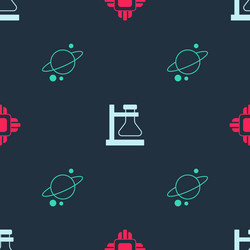 set processor cpu test tube flask on stand vector image