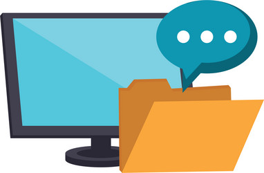 computer and folder with chat bubble vector image