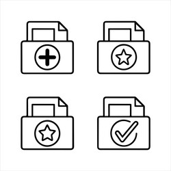 folders flat line icons set vector image