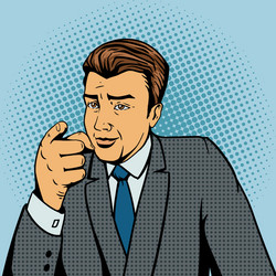 man pointing forward finger pop art style vector image