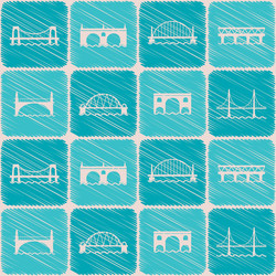 Seamless background with different bridges vector
