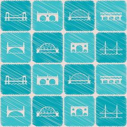 seamless background with different bridges vector