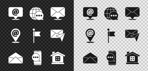 set mail and e-mail world map made from speech vector image