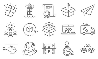 set transportation icons such as gift online vector