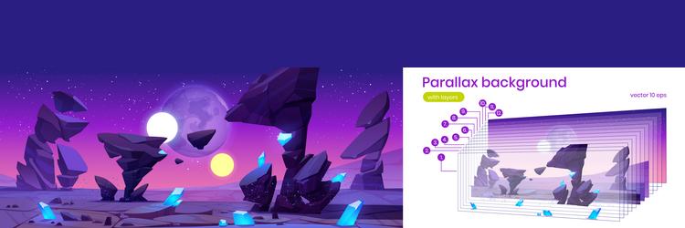 alien planet parallax background for game scene vector image
