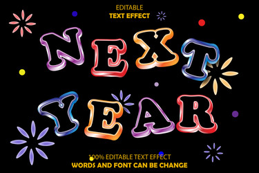 next year editable text effect 3d emboss modern vector image
