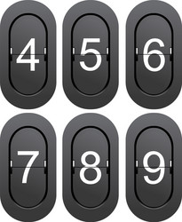 numeric series 4 to 9 from mechanical scoreboard vector image