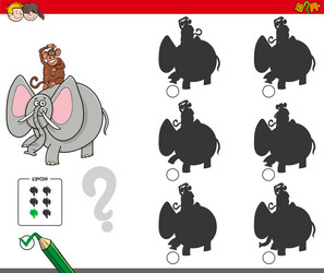 shadow activity game with elephant and monkey vector image