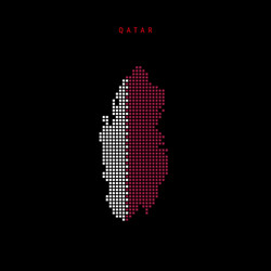 Square dots pattern map of qatar dotted pixel vector