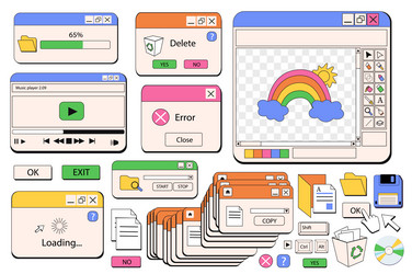 windows browser objects mega set in graphic flat vector image