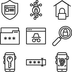 Bundle data security set icons vector