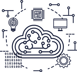 Cloud computing server with circuit and icons vector