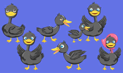 Set of different mallard duck cartoon characters vector