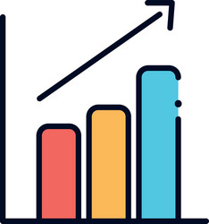 isolated workflow bars with increase arrow line vector image