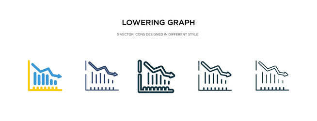 Lowering graph icon in different style two vector