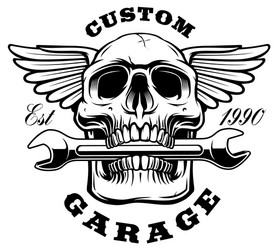 Retro Motorcycle Skull with Wrench Vector Image